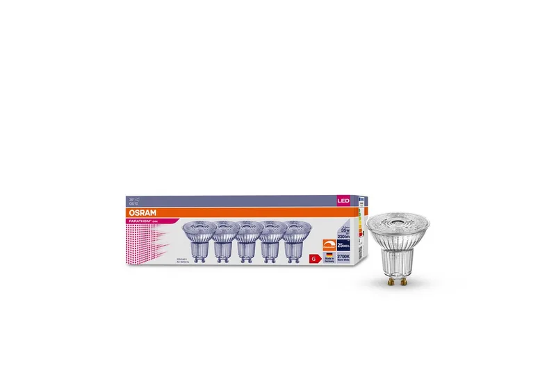 LED-Leuchtmittel 5er OSRAM LED GU10 3,4W = 35W Reflektor 230lm 36° Warm 2700K DIMMBAR, GU10, Warmweiß de LEDVANCE – photo produit