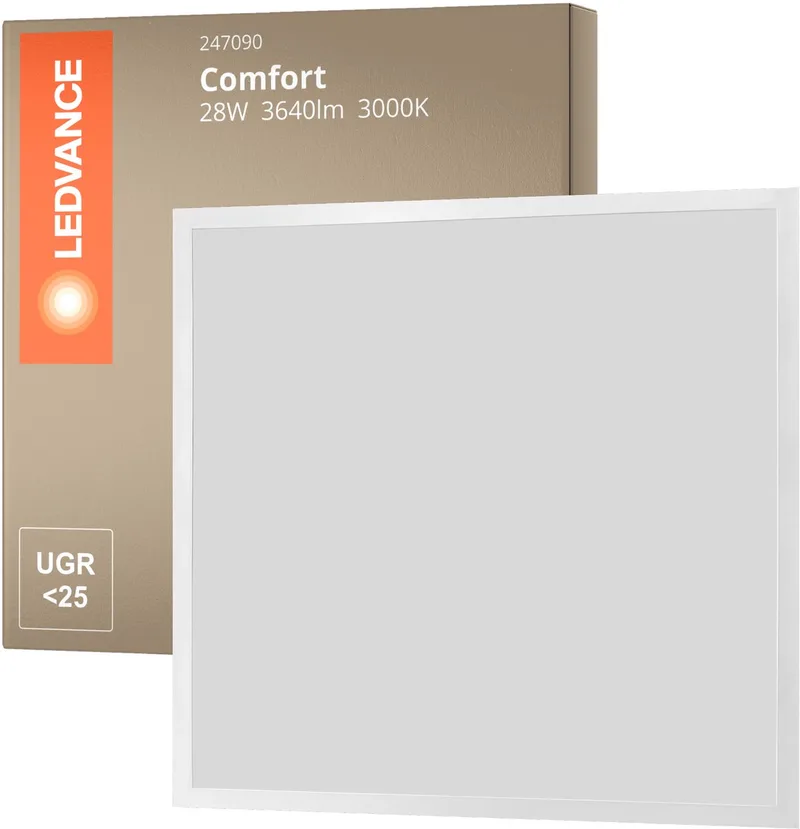 LED Paneel Comfort Aluminium Wit 28W 3640lm - 830 Warm Wit | 60x60cm. de LEDVANCE en Blanc – photo produit