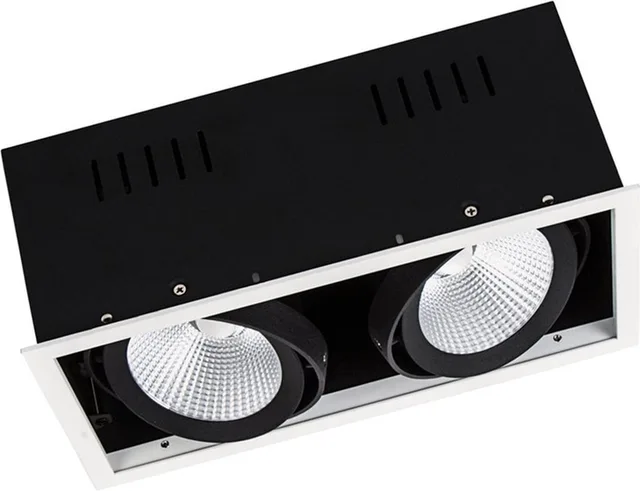 LED Spot Vierkant Multi Kantelbaar Zwart-Wit 2x30W 5400lm 38D - 840 Koel Wit | Zaagmaat 320x160mm