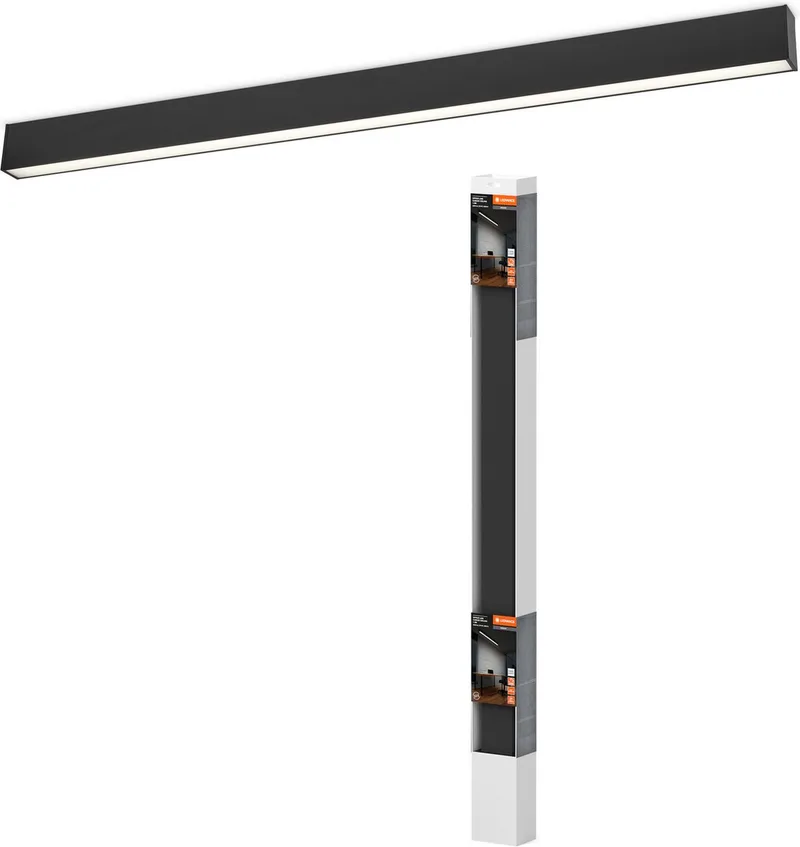 Office Line Cuboid, vierkante kantoorplafondlamp, 30 W, 3100 lm, 4000 K, 840 koud wit, 3-traps dimbaar, aluminium, IP20 de LEDVANCE en Noir – photo produit