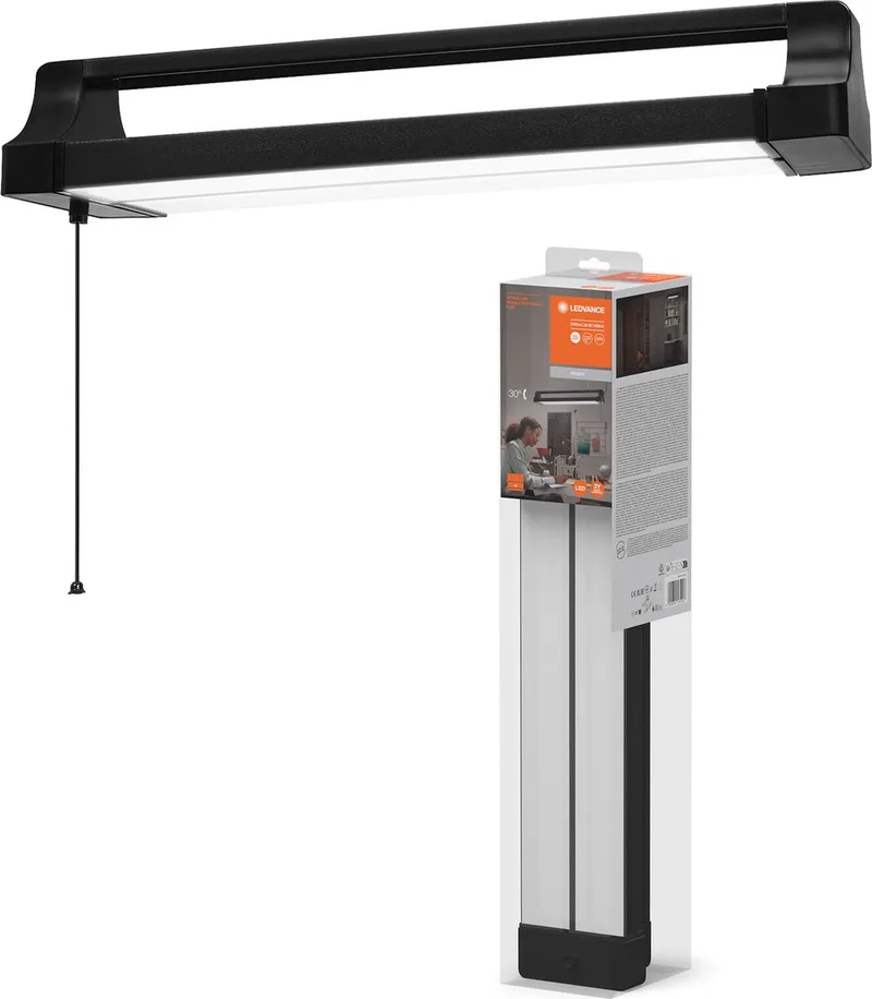Office Line Dubbel Draaibare LED werkpleklamp, 24W, 2700lm, concentratieverhogende koudwitte lichtkleur, draaibare body, long life, IP20, 4000K. fra LEDVANCE i Sort – produktbillede