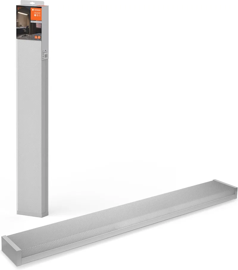 OFFICE LINE kantoorplafondlamp met prismatische diffuser in wit, 1,2 m lang, 40 W / 4600 lm, koel wit (4000 K), functioneel ontwerp voor kantoortoepassingen, CRI 80, IP20, dimbaar. de LEDVANCE en Blanc – photo produit