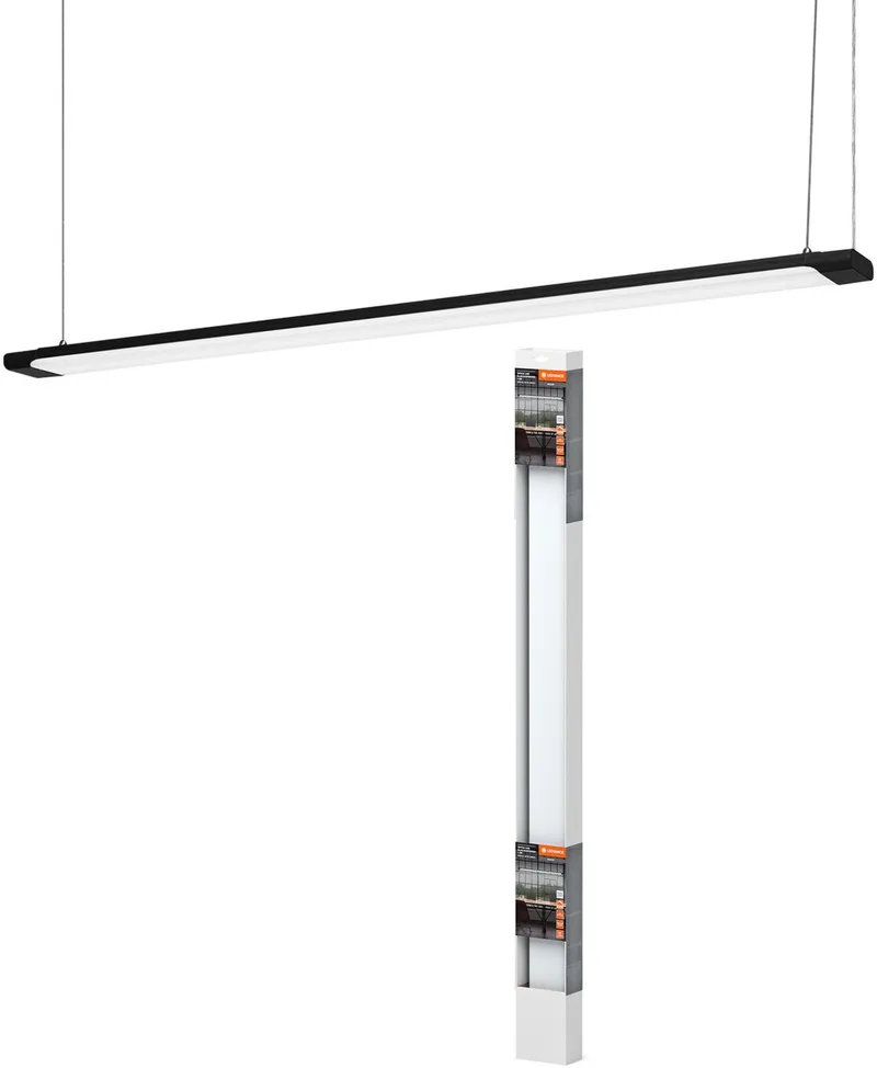 Office Line Slab, platte kantoorplafondlamp, 1,2 m, 40 W, 4100 lm, 4000 K, 840 koud wit, 3-traps dimbaar, aluminium, IP20 by LEDVANCE in Black – product photo