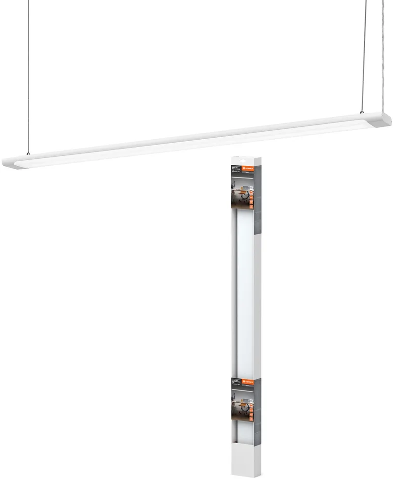 Office Line Slab, platte kantoorplafondlamp, 1,2 m, 40 W, 4400 lm, 4000 K, 840 koudwit, 3-traps dimbaar, aluminium IP 20 van LEDVANCE in Wit – productfoto
