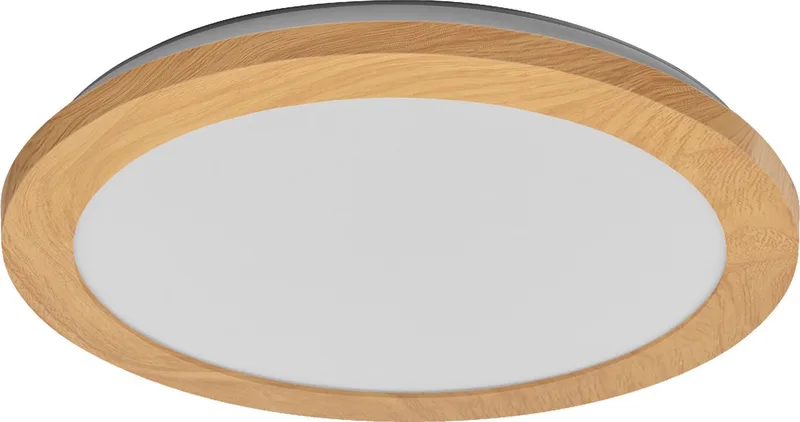 ORBIS Disc wand-/plafondlamp met LED, houtdecor, 22W, 1800lm, 3000/4000K, verstelbaar via wandschakelaar met Click CCT, 30cm diameter, IP44 bescherming voor badkamers, inclusief schroeven/pluggen de LEDVANCE en Houten decor – photo produit