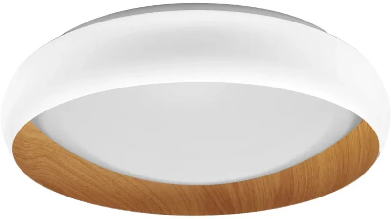 ORBIS Livia LED plafondlamp met metalen ring, wit/hout decor, 24W, 1200lm, 3000K, 430mm, 830 vriendelijk warm wit, dimbaar in 3 niveaus door te klikken, IP20, inclusief schroeven/pluggen by LEDVANCE in White, Houtdecor – product photo