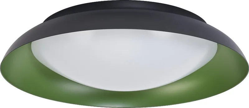 Orbis Plate LED plafondlamp, zwart-groen, 35W, 1700lm, 3000K, 430mm, 830 vriendelijk warm wit, dimbaar in 3 niveaus door te trappen, IP20 bescherming, inclusief montageschroeven en pluggen de LEDVANCE en Noir, Vert – photo produit