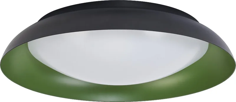 Orbis Plate LED plafondlamp, zwart-groen, 45W, 2200lm, 3000K, 480mm, 830 vriendelijk warm wit, dimbaar in 3 niveaus door te trappen, IP20 bescherming, inclusief montageschroeven en pluggen de LEDVANCE en Noir, Vert – photo produit