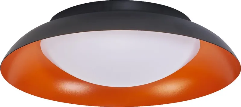 Orbis Plate LED plafondlamp, zwart-oranje, 19W, 1000lm, 3000K, 310mm, 830 vriendelijk warm wit, dimbaar in 3 niveaus door te trappen, IP20 bescherming, inclusief montageschroeven en pluggen de LEDVANCE en Noir, Jaune – photo produit