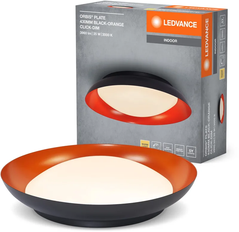 Orbis Platte 430 mm 35 W 830 Click DIM Schwarz und Orange von LEDVANCE in Schwarz, Gelb – Produktfoto