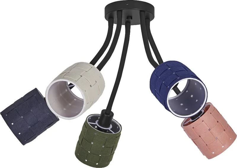 plafondlamp 5-lamps Decor Felt Weaving Cans van vilt en metaal, E14, 630mm lengte , warme lichteffecten dankzij de geweven kap, duurzaam dankzij vervangbare lichtbron, eenvoudig te installeren fra LEDVANCE i Flerfarvet – produktbillede