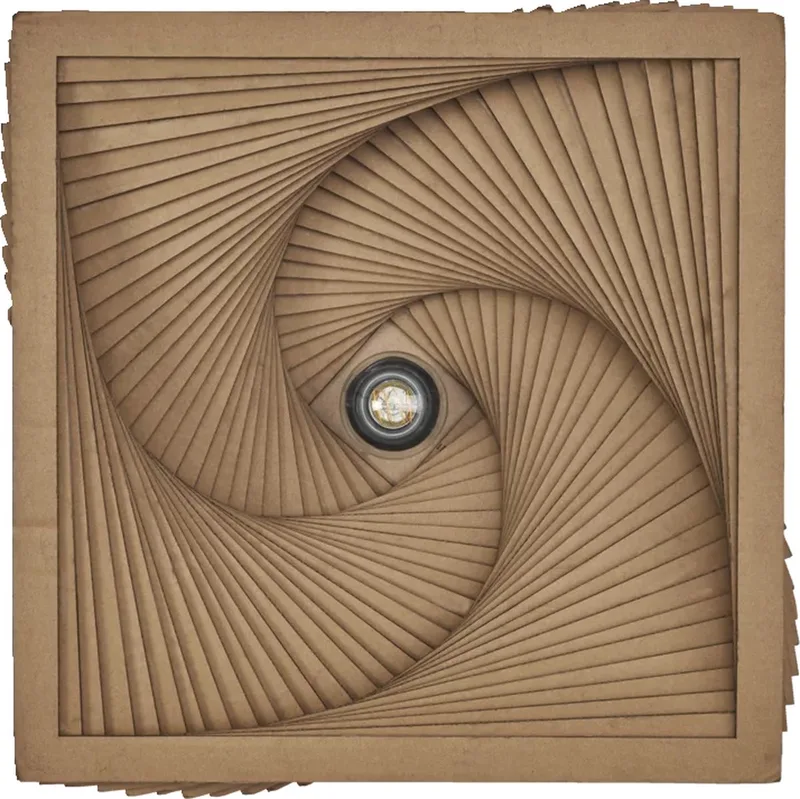 plafondlamp Decor Cardboard Square Turn van golfkarton, E27, 400 mm diameter, lampenkap van gerecycled materiaal, duurzaam dankzij vervangbare lichtbron, eenvoudig te installeren de LEDVANCE en Marron – photo produit