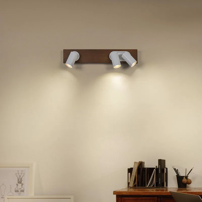 plafondspot Mercury GU10, 3-lamps, hout/wit de LEDVANCE en Blanc, Donker hout – photo produit