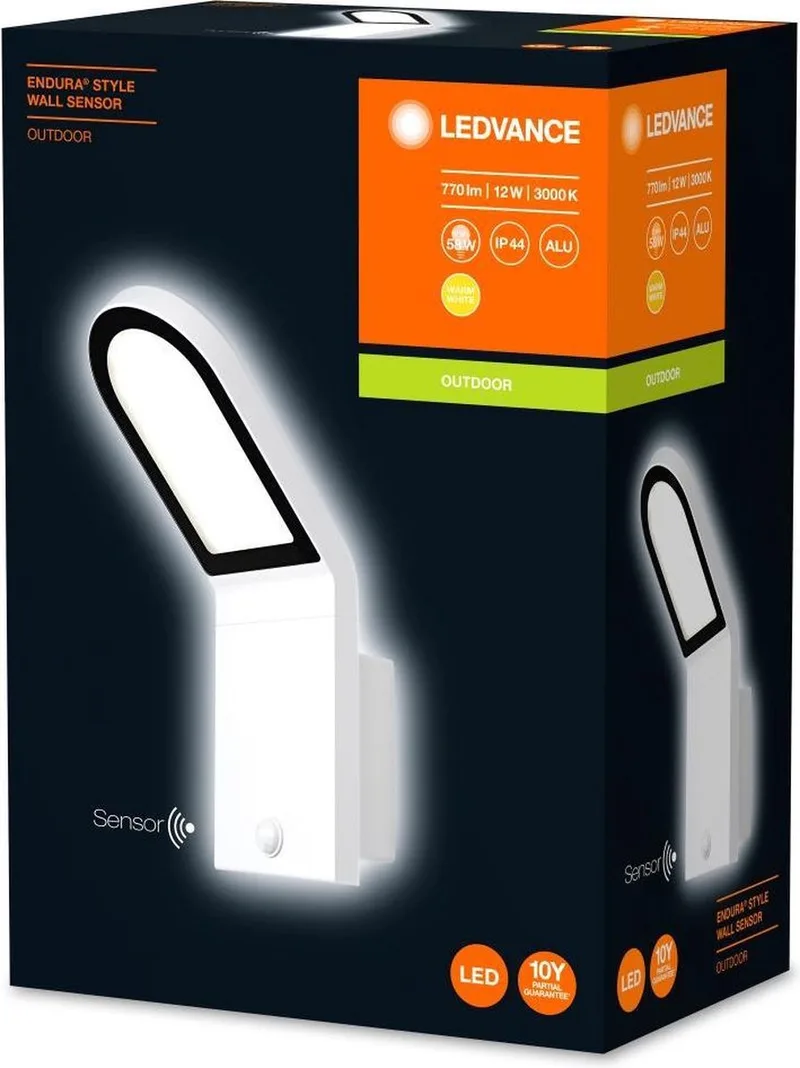 wand- en plafondarmatuur LED: voor muur, ENDURA® STYLE WALL / 12,20 W, 220…240 V, Warm White, 3000 K, materiaal behuizing: aluminium, IP44, 1-bundel de LEDVANCE en Blanc – photo produit
