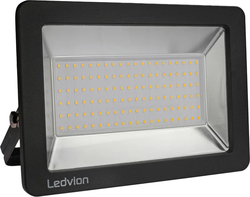 ECO LED-schijnwerper buiten, IP65, 100W, 110lm/W, natuurlijk wit, 4000K, superhelder, breedstraler, buitenlamp van Ledvion in Zwart – productfoto