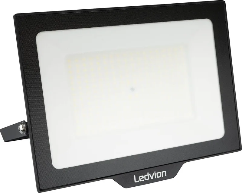 ECO LED-schijnwerper buiten, IP65, 150W, 110lm/W, koel wit, 6500K, superhelder, breedstraler, buitenlamp van Ledvion in Zwart – productfoto