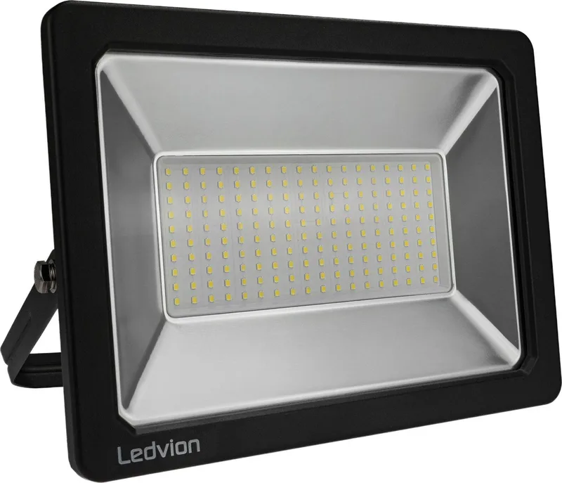 ECO LED-schijnwerper buiten, IP65, 150W, 110lm/W, natuurlijk wit, 4000K, superhelder, breedstraler, buitenlamp van Ledvion in Zwart – productfoto