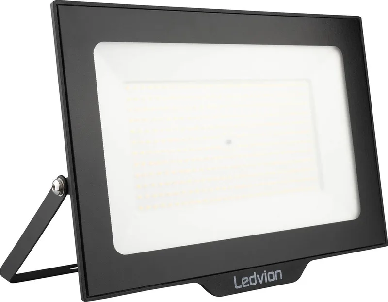 ECO LED-schijnwerper buiten, IP65, 200W, 110lm/W, natuurlijk wit, 4000K, superhelder, breedstraler, buitenlamp fra Ledvion i Sort – produktbillede