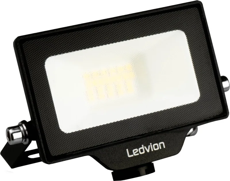 LED Breedstraler - Incl. 0.5M - 10W - 6000K - 1100L - IP65 van Ledvion in Zwart – productfoto