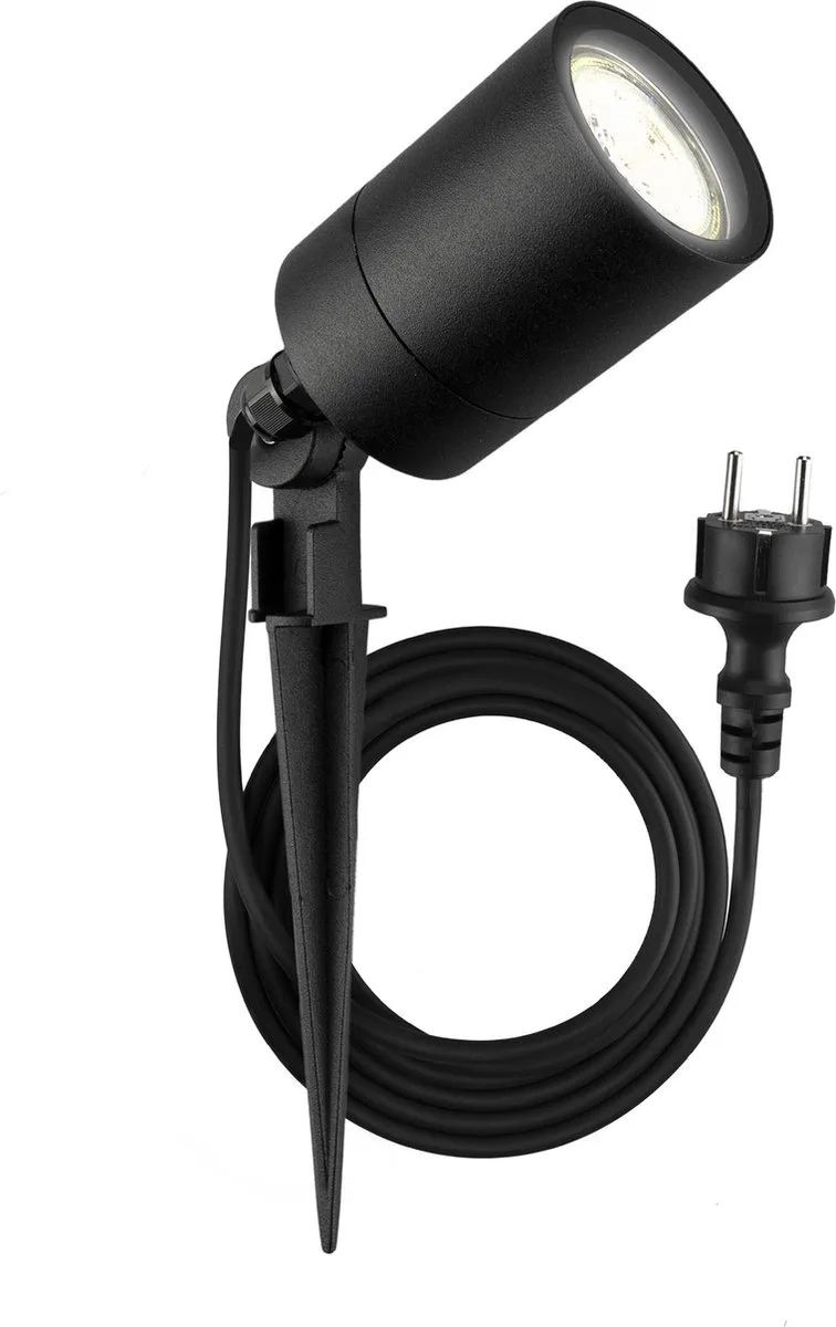 LED Grondspot - IP65 - GU10 - 2m Incl. Stekker van Ledvion in Zwart – productfoto