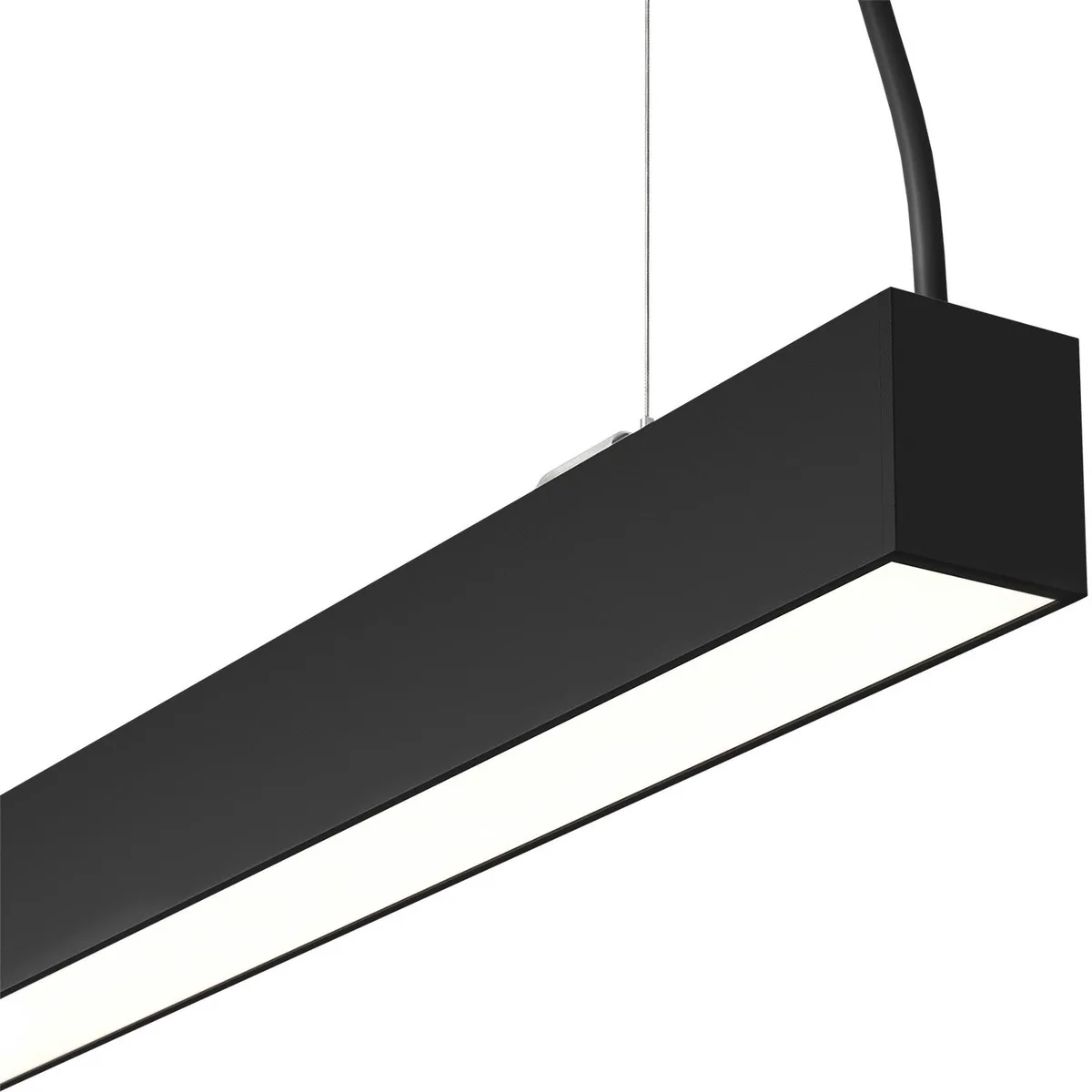 LED Hanglamp Kantoor - Lineair Hangarmatuur - 40W 4.000lm - Neutraal Wit 4000K - 150cm - incl. AC-kabel de Ledvion en Noir – photo produit
