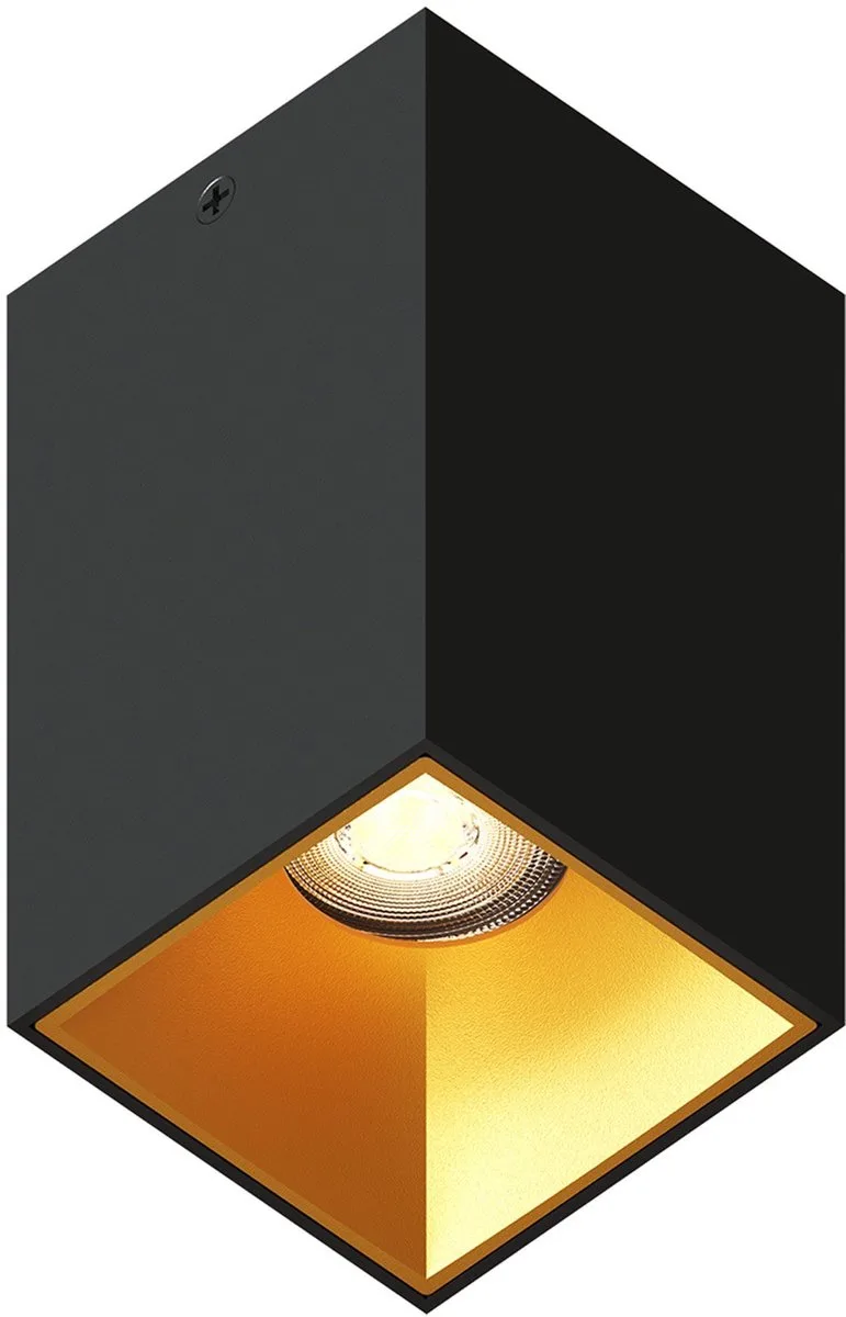 LED Opbouwspot Vierkant 80x80mm – Goud – Dimbaar – GU10 – 2700K – 3W – IP20 de Ledvion en Noir – photo produit