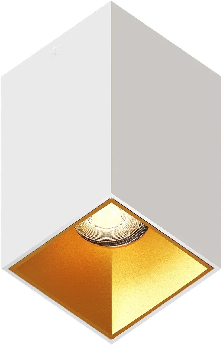 LED Opbouwspot Vierkant 80x80mm – Goud – Dimbaar – GU10 – 2700K – 3W – IP20 de Ledvion en Blanc – photo produit