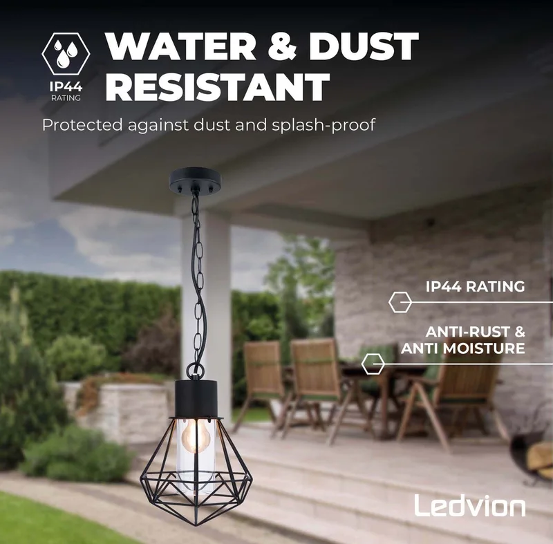 LED Plafondlamp - IP44 - E27 - Verlichting - Excl. E27Lamp från Ledvion i Svart – produktbild