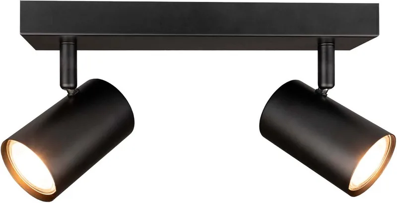 LED Plafondspot 2-lichts Rechthoek GU10 3W warm wit de Ledvion en Noir – photo produit