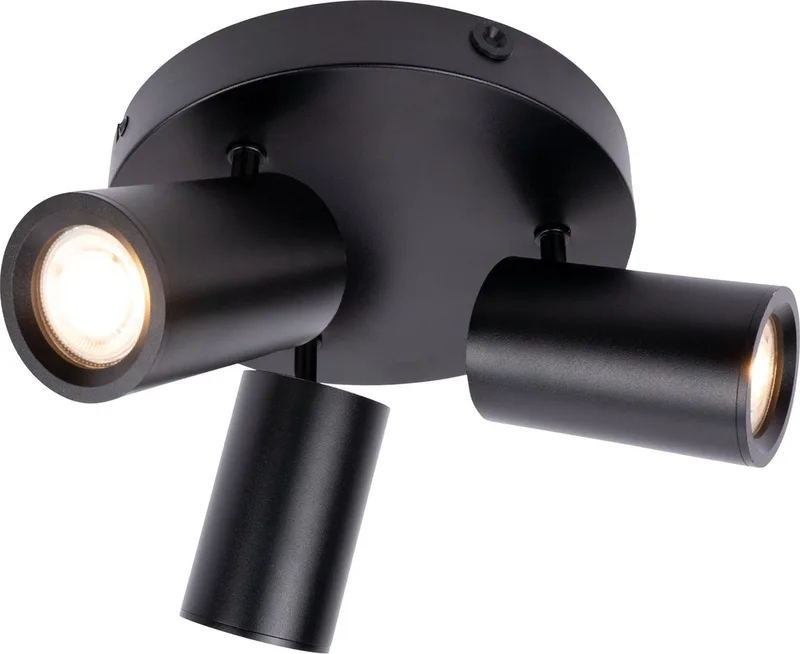 LED Plafondspot - 3-lichts - Dimbaar - 5W - 6500K - GU10 - IP20 de Ledvion en Noir – photo produit