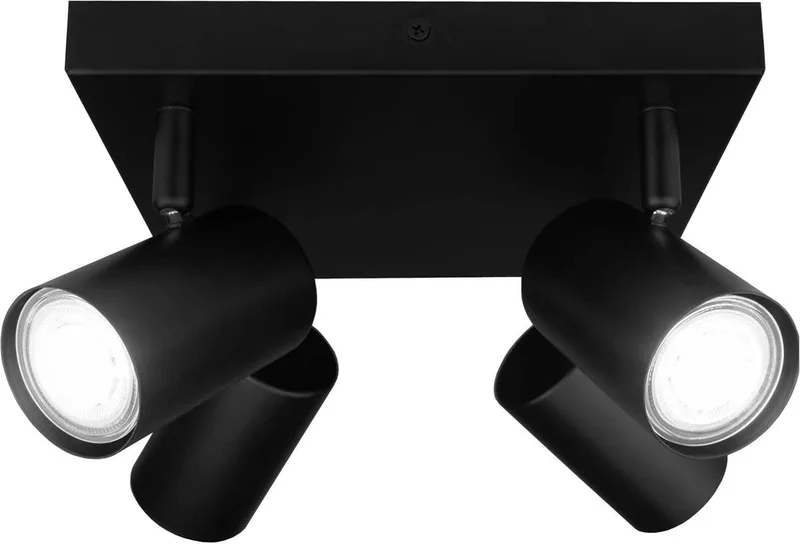 LED Plafondspot 4-lichts Vierkant GU10 3W koud wit von Ledvion in Schwarz – Produktfoto