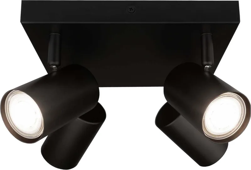 LED Plafondspot 4-lichts Vierkant GU10 3W neutraal wit de Ledvion en Noir – photo produit