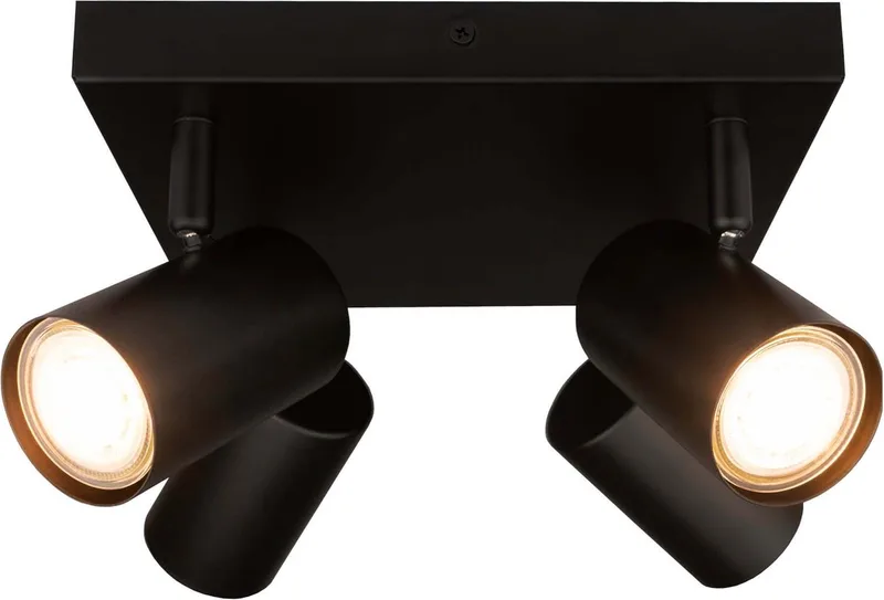 LED Plafondspot 4-lichts Vierkant GU10 3W warm wit de Ledvion en Noir – photo produit