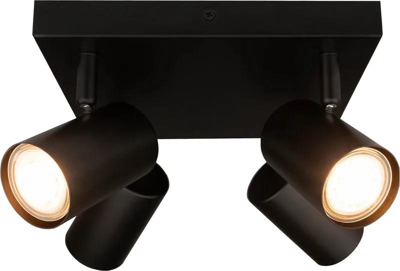 LED Plafondspot 4-lichts Vierkant GU10 zonder lichtbron de Ledvion en Noir – photo produit