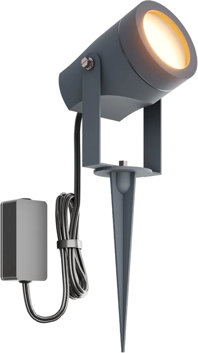LED Prikspots, IP44, 1W, 3000K, 1M Kabel, Tuinspots Buiten von Ledvion in Anthrazit – Produktfoto