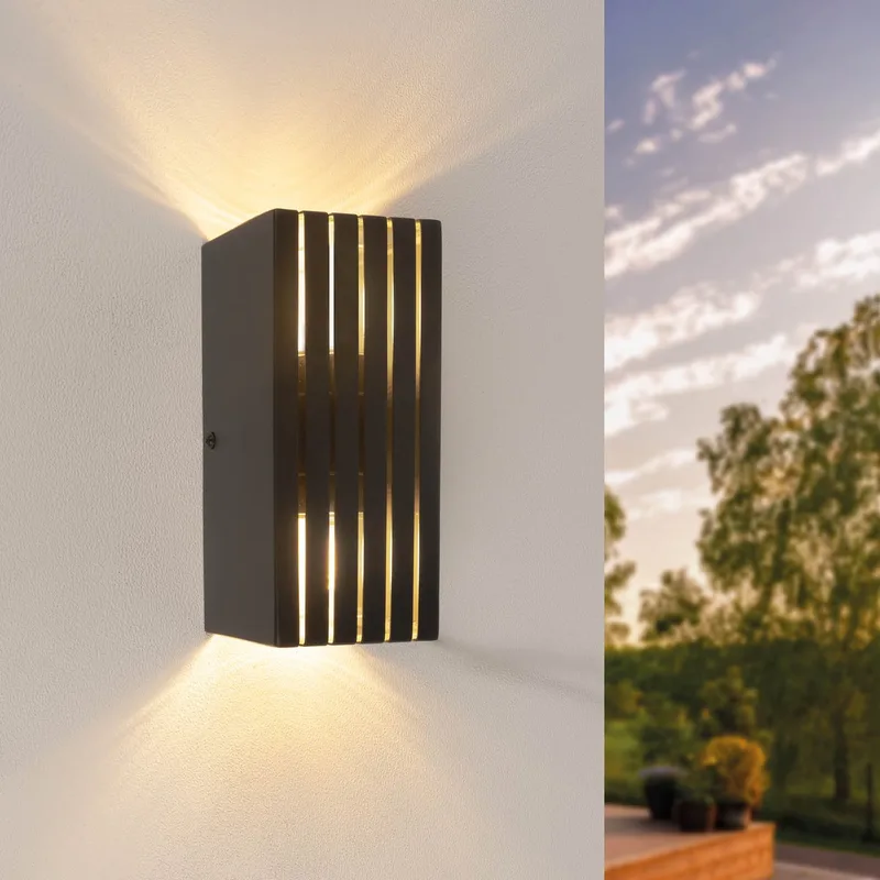 LED Wandlamp - 2x G9 - IP44 - Zwart - Rechthoek fra Ledvion i Grå – produktbillede