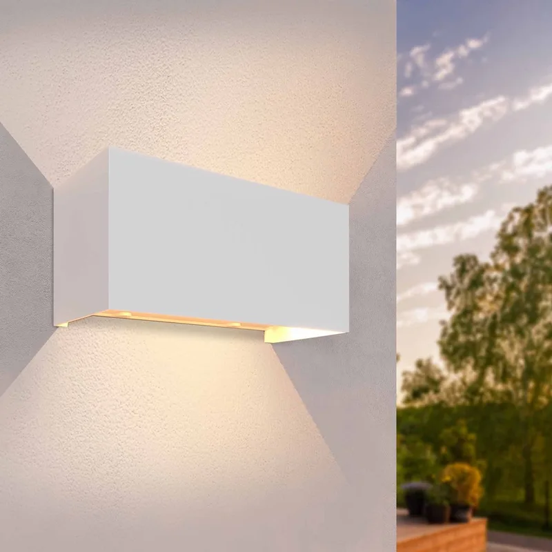 LED Wandlamp - 9,5W - 3000K - IP54 - Tweezijdig - Buitenlamp de Ledvion en Blanc – photo produit