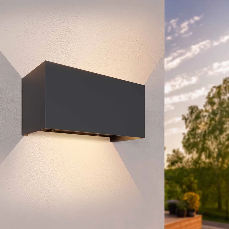 LED Wandlamp - 9,5W - 3000K - IP54 - Tweezijdig - Buitenlamp de Ledvion en Noir – photo produit