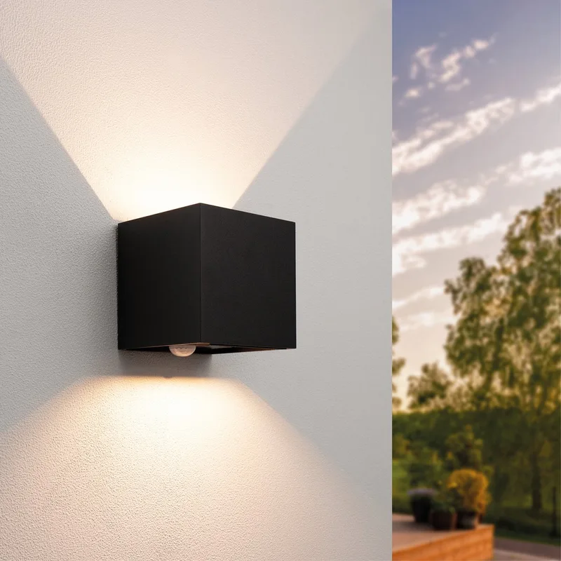 LED Wandlamp Incl. Sensor - 3000K - 2X3W - IP44 - RVS by Ledvion in Black – product photo