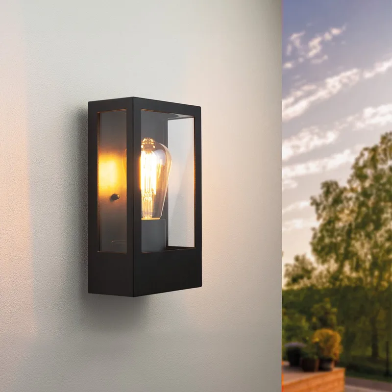 LED Wandlamp Incl. Sensor - Dimbaar - 7.5W - 2100K - IP44 - E27 de Ledvion en Noir – photo produit