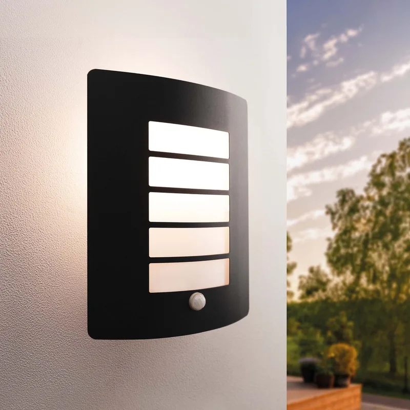 LED Wandlamp Incl. Sensor - E27 - IP44 de Ledvion en Noir – photo produit