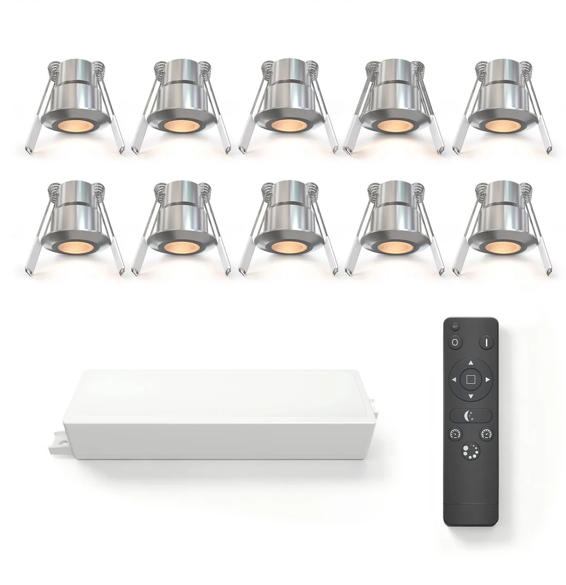 Ledvion 10 stuks LED Inbouwspot ø35mm IP65 3W Brushed Nickel 2700K von Ledvion in Schwarz – Produktfoto