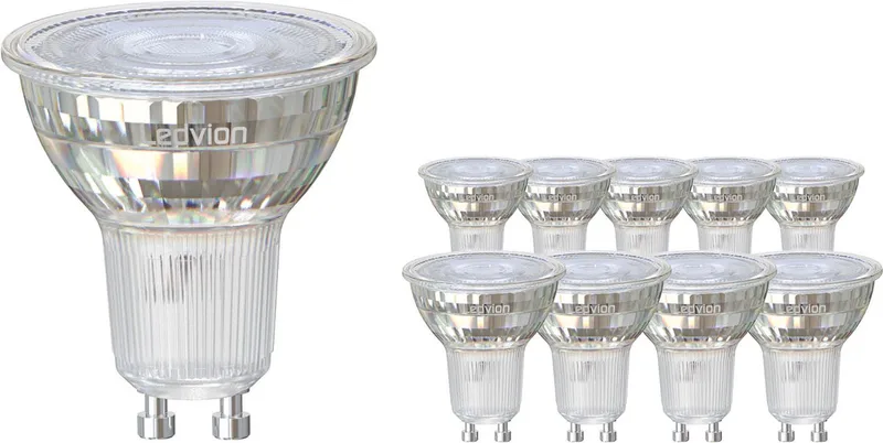 Ledvion - 10X GU10 LED Spot Dimbaar Dim-- 5W - 2200-3000K - 345L van Ledvion – productfoto