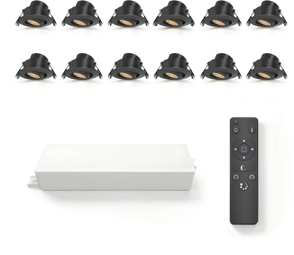 Ledvion 12 stuks LED Inbouwspot ø42mm IP65 3W 2700K Kantelbaar fra Ledvion i Sort – produktbillede