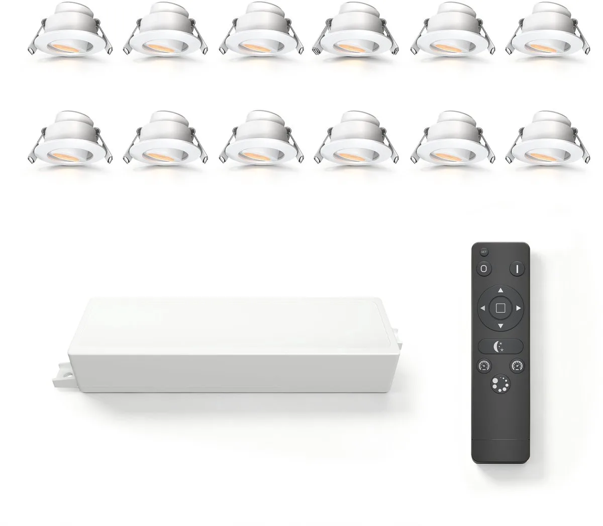 Ledvion 12 stuks LED Inbouwspot ø42mm IP65 3W Wit 2700K Kantelbaar von Ledvion in Schwarz – Produktfoto