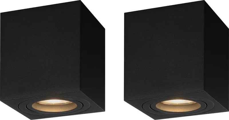 Ledvion - 2X LED Opbouwspots - Dimbaar - 3W - 2700K fra Ledvion i Sort – produktbillede
