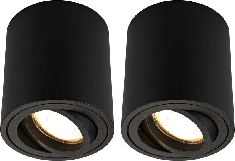 Ledvion - 2X LED Opbouwspots - Dimbaar - 5W - 2700K von Ledvion in Schwarz – Produktfoto