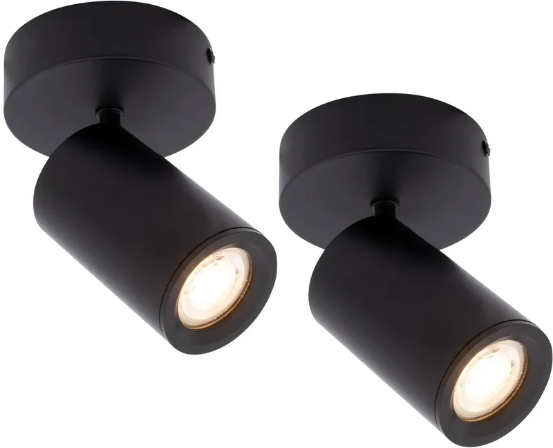 Ledvion - 2x LED Plafondspot - 1-lichts - Dimbaar - 3W - 2700K - GU10 - IP20 de Ledvion en Noir – photo produit