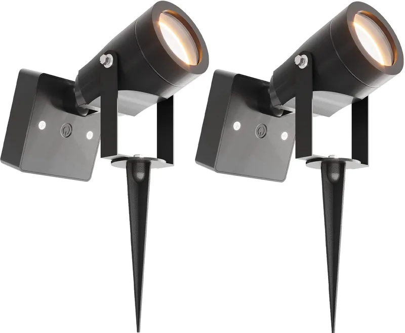 Ledvion - 2X LED Solar Prikspots, IP65, 3000K van Ledvion in Zwart – productfoto