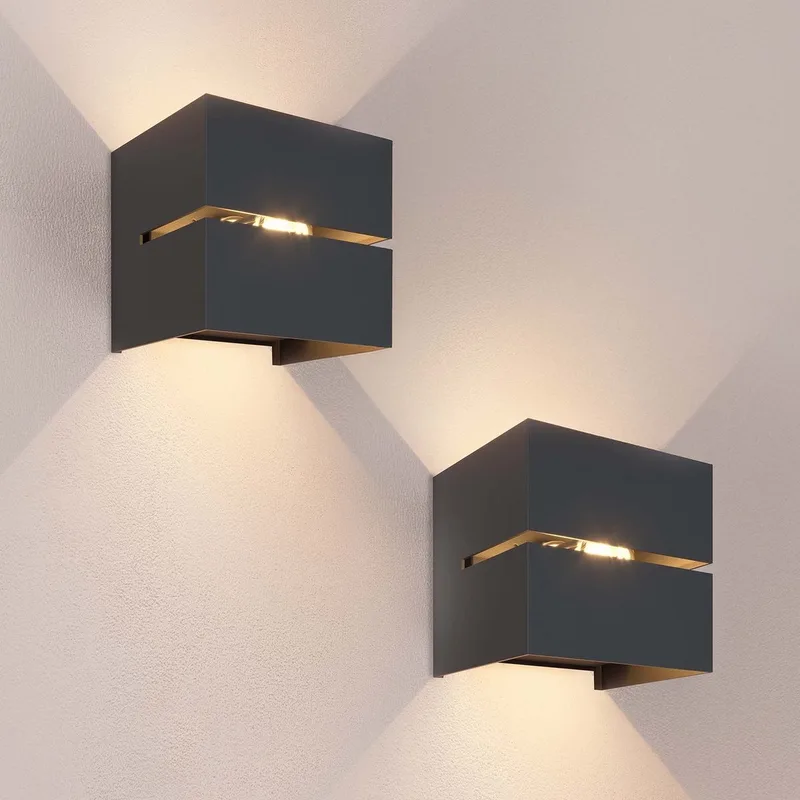 Ledvion - 2x LED Wandlamp - 3W - 3000K - IP54 - Tweezijdig - Buitenlamp von Ledvion in Schwarz – Produktfoto